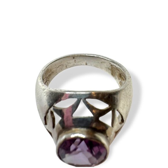 Vintage Sterling Silver Ring Amethyst Size 8.25 - Picture 8 of 8